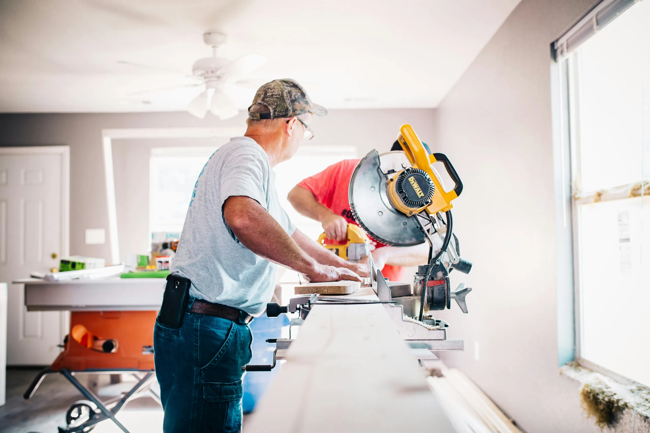 Guy renovating with Circular Saw Guy renovating with Circular Saw