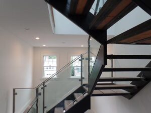 Modern glass staircase in brookline massachusetts